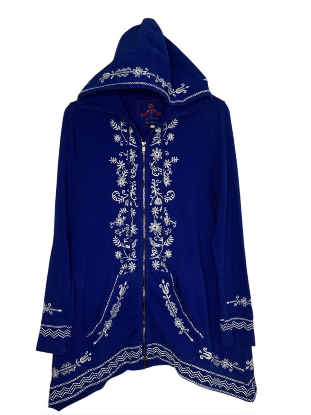 JOHNNY WAS JWLA embroidered Zip Up Hoodie Sweatshirt lagenlook medium